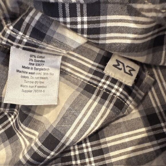 Mutual Weave Men's Button Front Shirt Black Tan Plaid Size XL - Picture 5 of 9